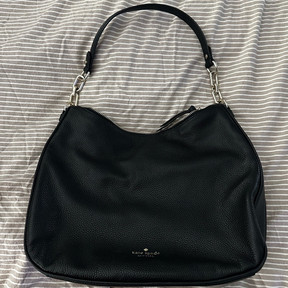 Kate Spade Black Pebbled Leather Hobo Bag